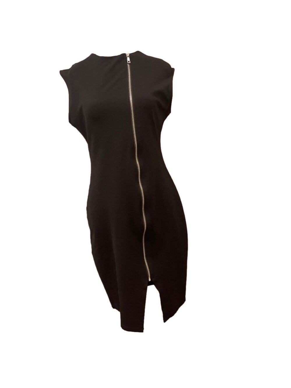 Shinestar black S (tagged L) asymmetrical zip bodycon sleeveless vest dress